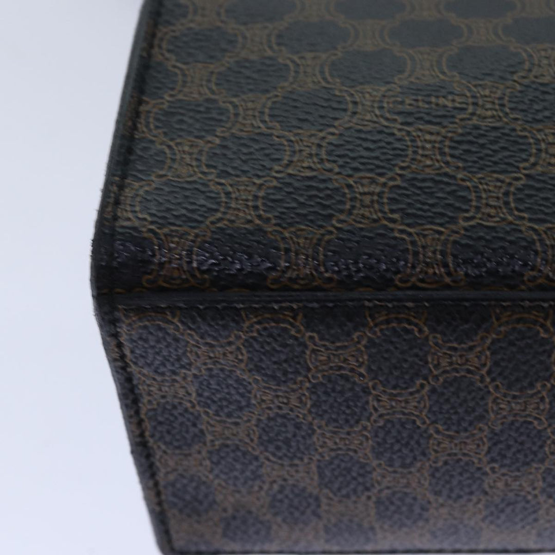 Celine Macadam Canvas Shoulder Bag PVC Leather Black Gold Auth 85105