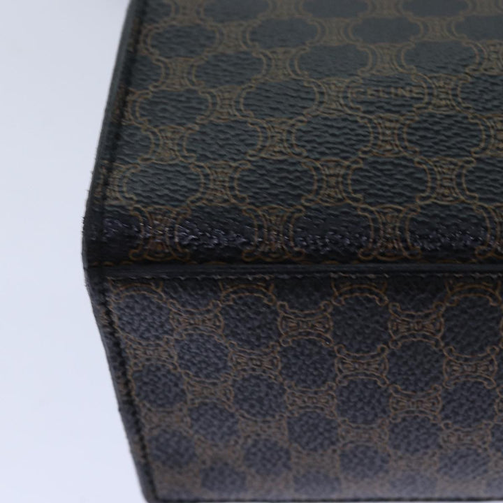 Celine Macadam Canvas Shoulder Bag PVC Leather Black Gold Auth 85105