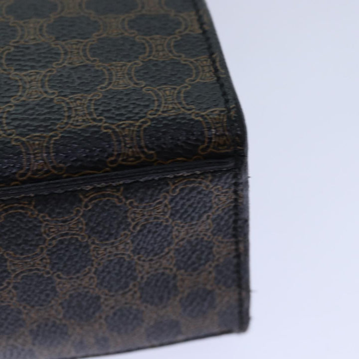 Celine Macadam Canvas Shoulder Bag PVC Leather Black Gold Auth 85105