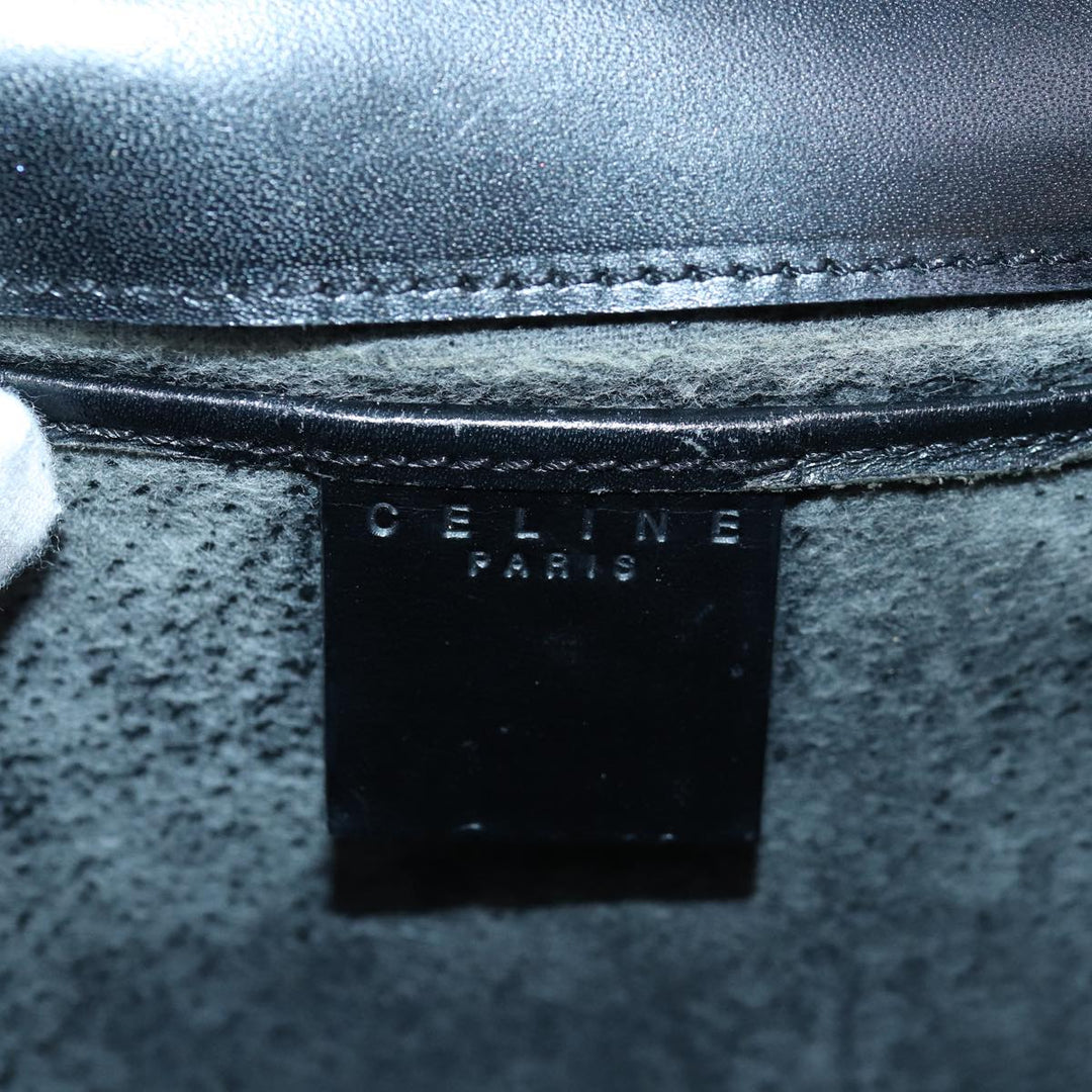 Celine Macadam Canvas Shoulder Bag PVC Leather Black Gold Auth 85105