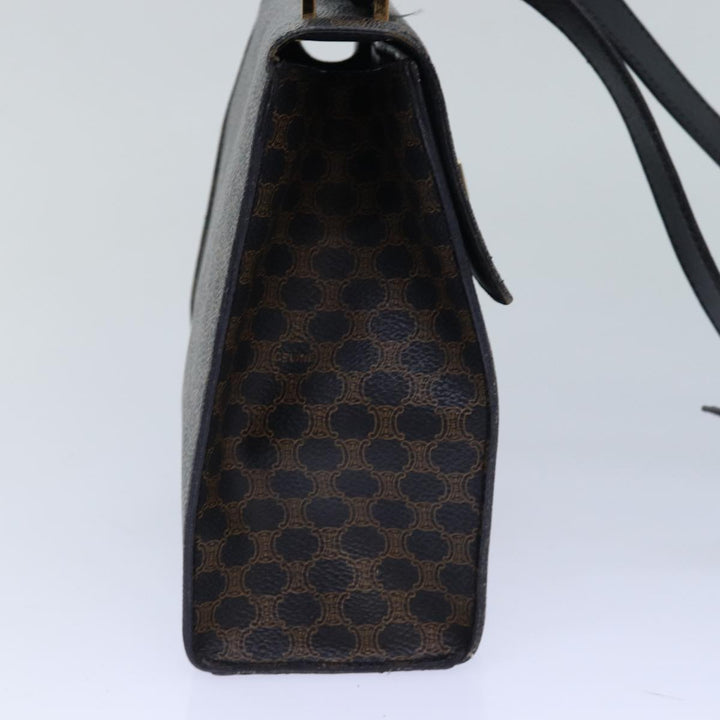Celine Macadam Canvas Shoulder Bag PVC Leather Black Gold Auth 85105