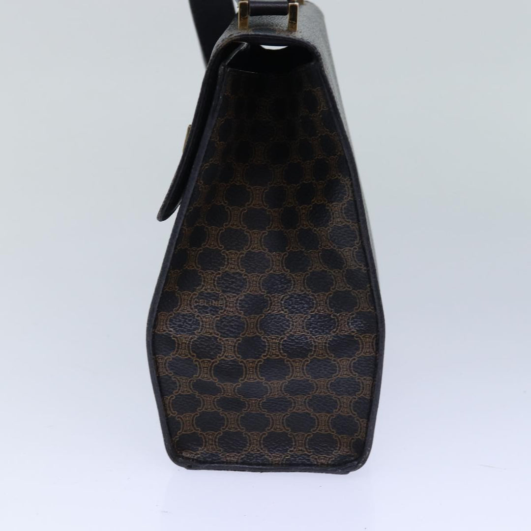 Celine Macadam Canvas Shoulder Bag PVC Leather Black Gold Auth 85105