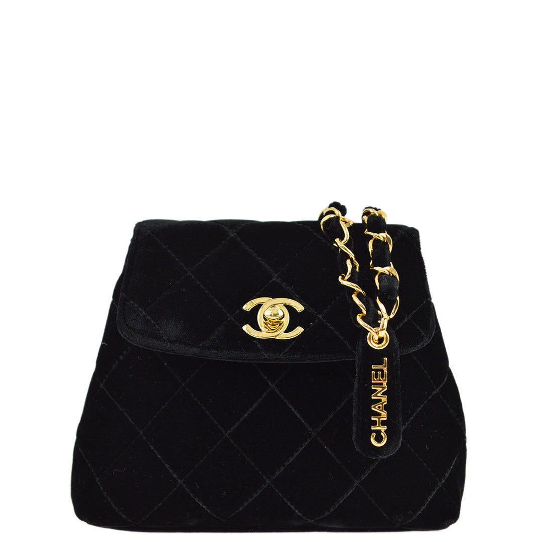 Top Quality Chanel Black Velvet Belt Bum Bag