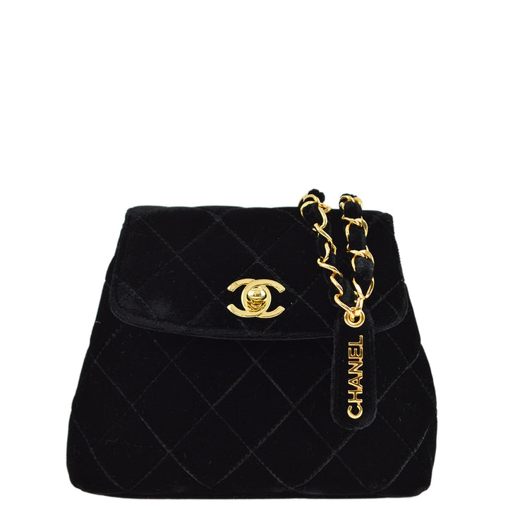 Top Quality Chanel Black Velvet Belt Bum Bag