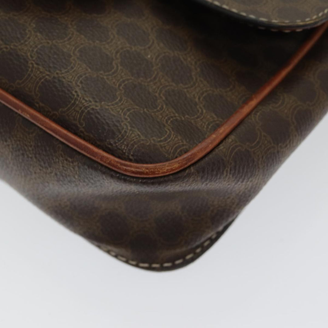 Celine Macadam Canvas Shoulder Bag PVC Leather Brown Gold Auth 85223