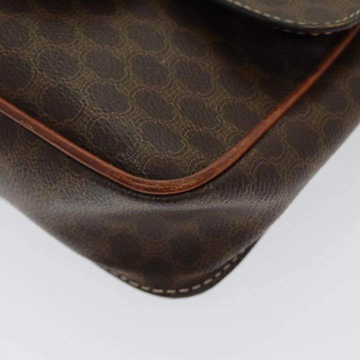 Celine Macadam Canvas Shoulder Bag PVC Leather Brown Gold Auth 85223