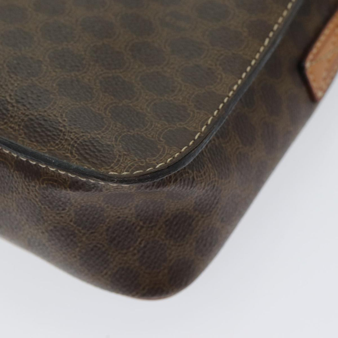 Celine Macadam Canvas Shoulder Bag PVC Leather Brown Gold Auth 85223