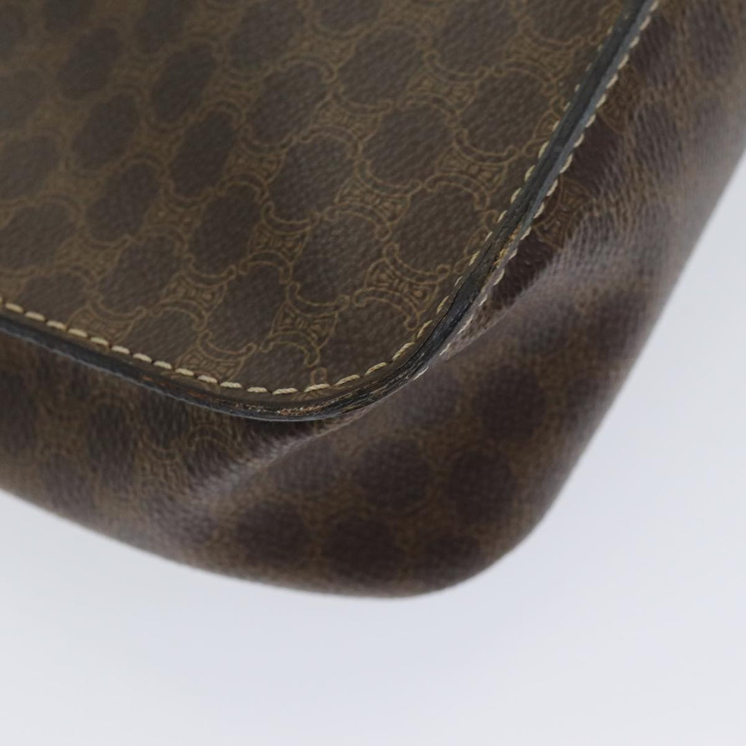Top Quality Celine Macadam Canvas Shoulder Bag PVC Leather Brown Gold Auth 85223
