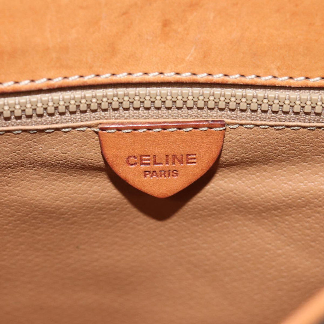 Celine Macadam Canvas Shoulder Bag PVC Leather Brown Gold Auth 85223