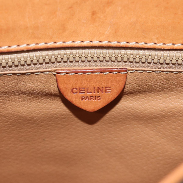 Celine Macadam Canvas Shoulder Bag PVC Leather Brown Gold Auth 85223