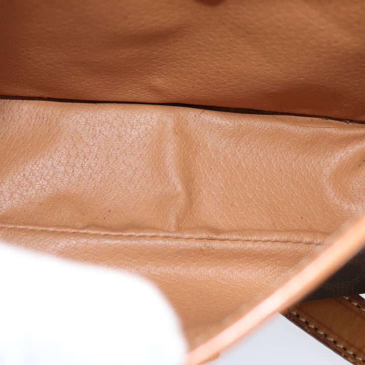 Celine Macadam Canvas Shoulder Bag PVC Leather Brown Gold Auth 85223