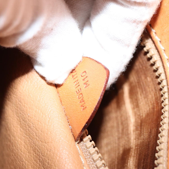 Celine Macadam Canvas Shoulder Bag PVC Leather Brown Gold Auth 85223