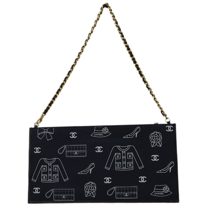 Top Quality Chanel Fall 2002 Black Canvas Icon Chain Handbag