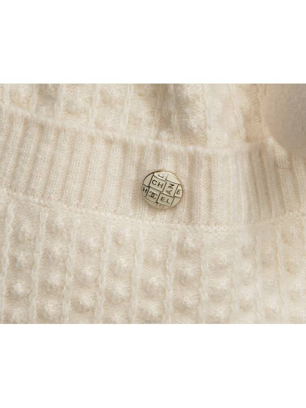 Cashmere sleeveless belted cardigan ivory 36 74344 Chanel