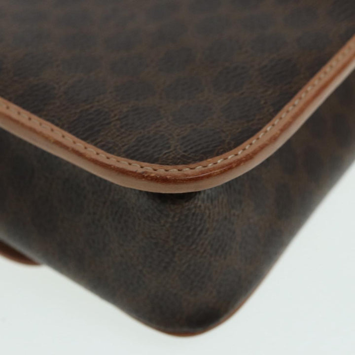 Celine Macadam Canvas Shoulder Bag PVC Leather Brown Gold Auth 85341