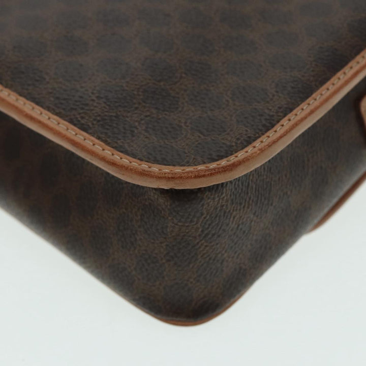 Celine Macadam Canvas Shoulder Bag PVC Leather Brown Gold Auth 85341