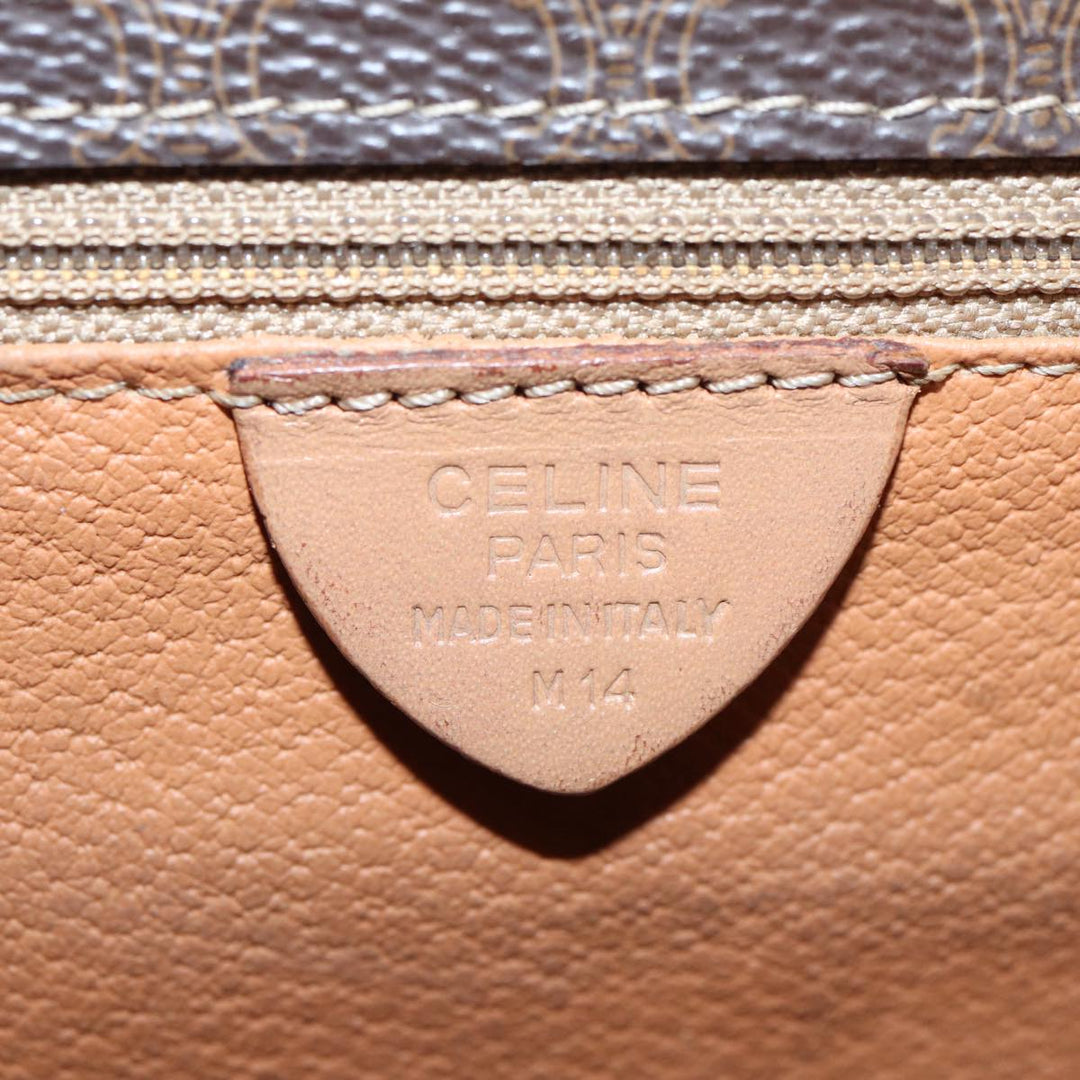 Celine Macadam Canvas Shoulder Bag PVC Leather Brown Gold Auth 85341