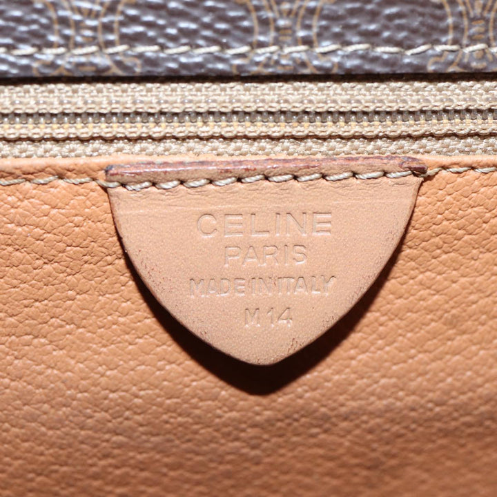 Celine Macadam Canvas Shoulder Bag PVC Leather Brown Gold Auth 85341