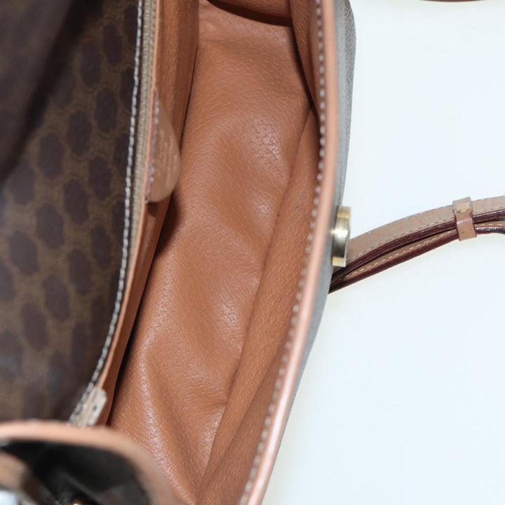 Celine Macadam Canvas Shoulder Bag PVC Leather Brown Gold Auth 85341