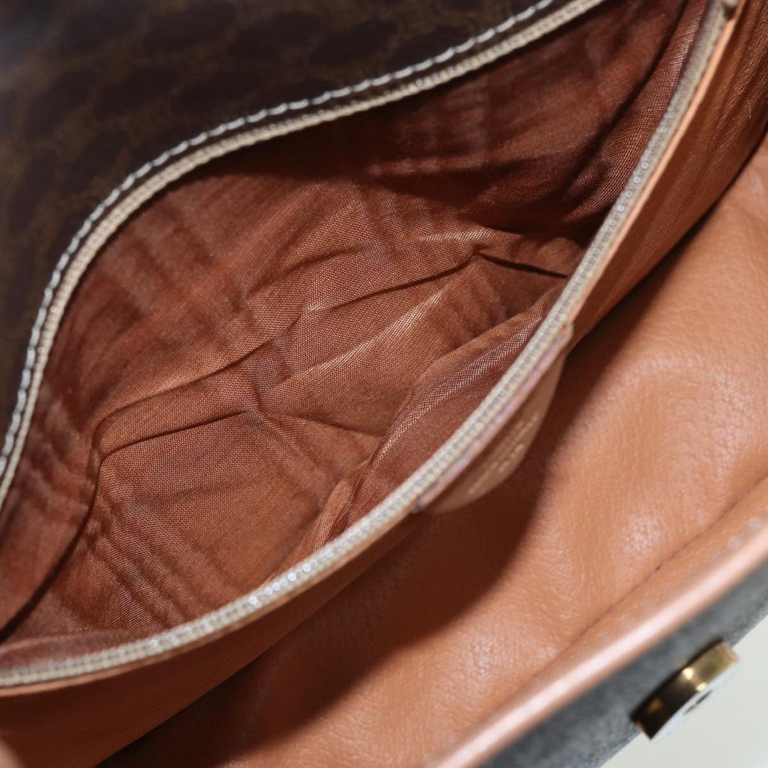 Celine Macadam Canvas Shoulder Bag PVC Leather Brown Gold Auth 85341