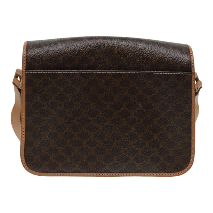 Celine Macadam Canvas Shoulder Bag PVC Leather Brown Gold Auth 85341