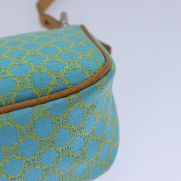 Celine Macadam Canvas Shoulder Bag Turquoise Blue Silver Auth 85440