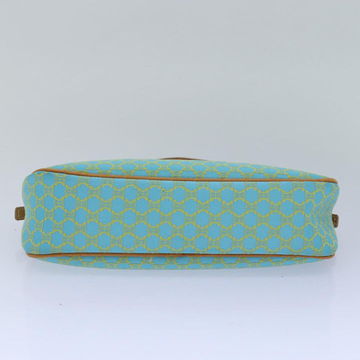 Celine Macadam Canvas Shoulder Bag Turquoise Blue Silver Auth 85440