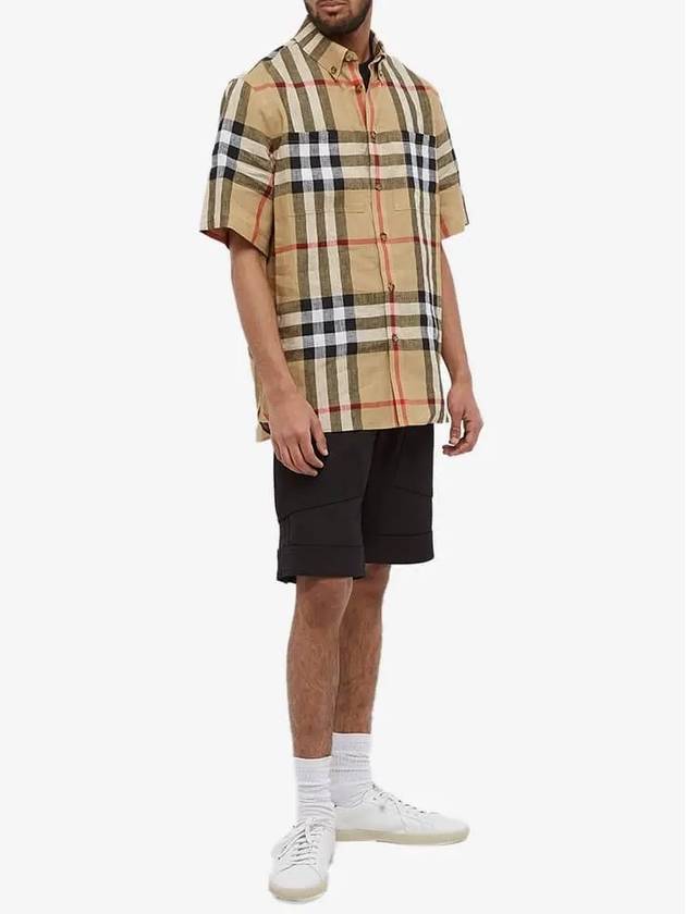 Burberry Linen Tartan Check Short Sleeve Shirt Brown