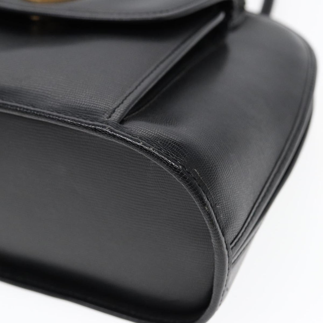 Celine Hand Bag Leather 2way Black Gold Auth 85493