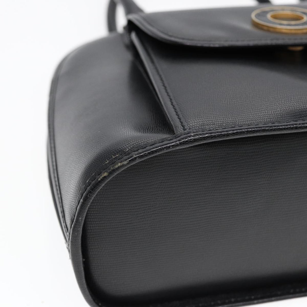 Celine Hand Bag Leather 2way Black Gold Auth 85493