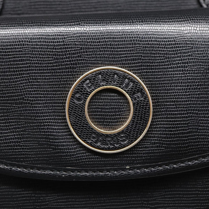 Top Quality Celine Hand Bag Leather 2way Black Gold Auth 85493