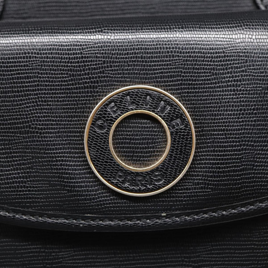 Celine Hand Bag Leather 2way Black Gold Auth 85493