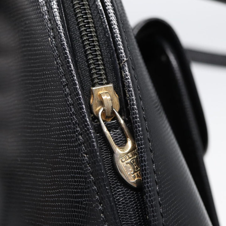 Celine Hand Bag Leather 2way Black Gold Auth 85493