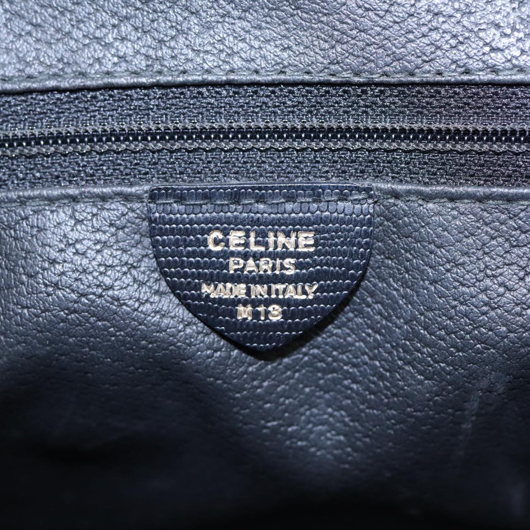 Celine Hand Bag Leather 2way Black Gold Auth 85493