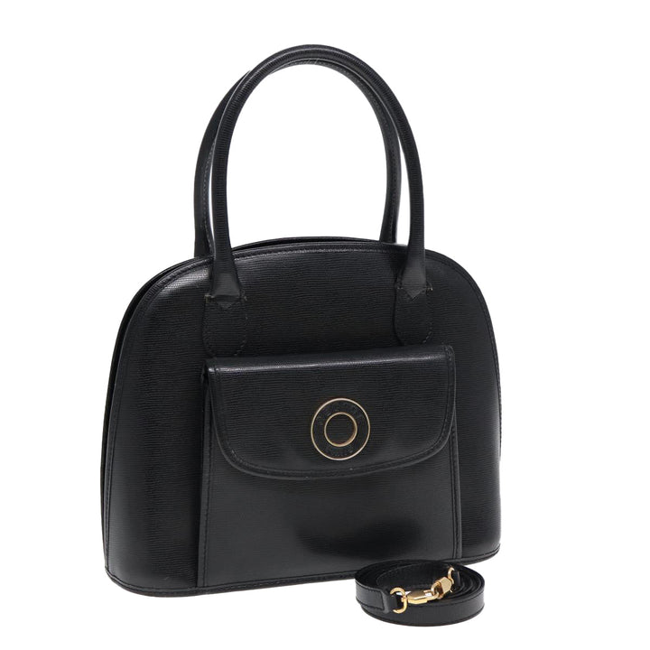 Celine Hand Bag Leather 2way Black Gold Auth 85493