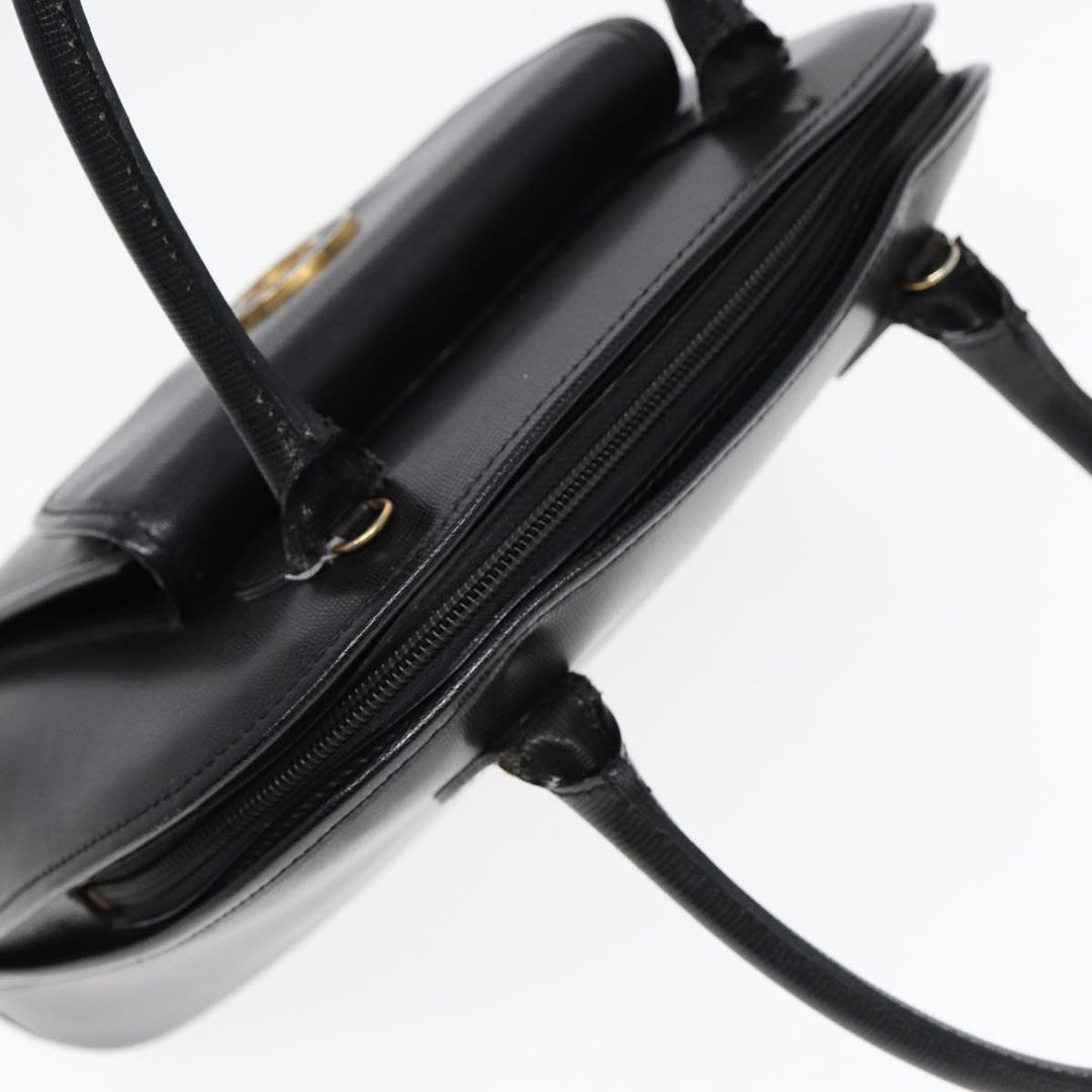 Celine Hand Bag Leather 2way Black Gold Auth 85493