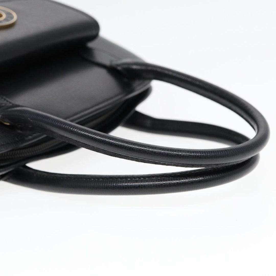 Celine Hand Bag Leather 2way Black Gold Auth 85493