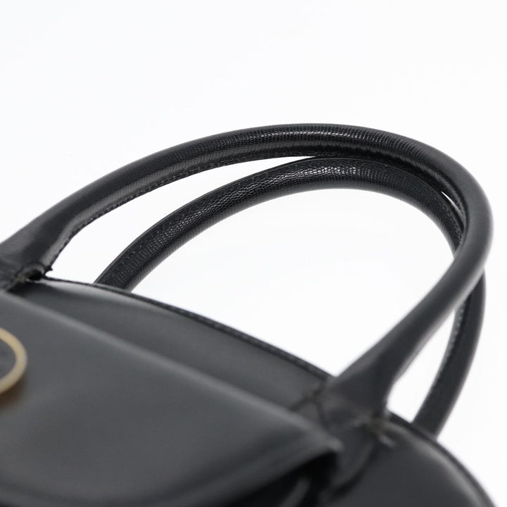 Celine Hand Bag Leather 2way Black Gold Auth 85493