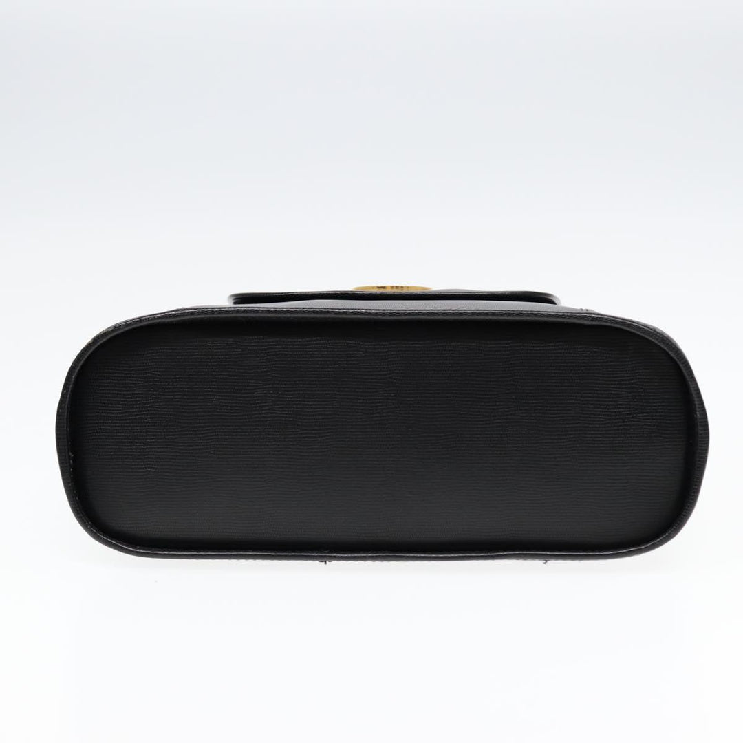 Celine Hand Bag Leather 2way Black Gold Auth 85493