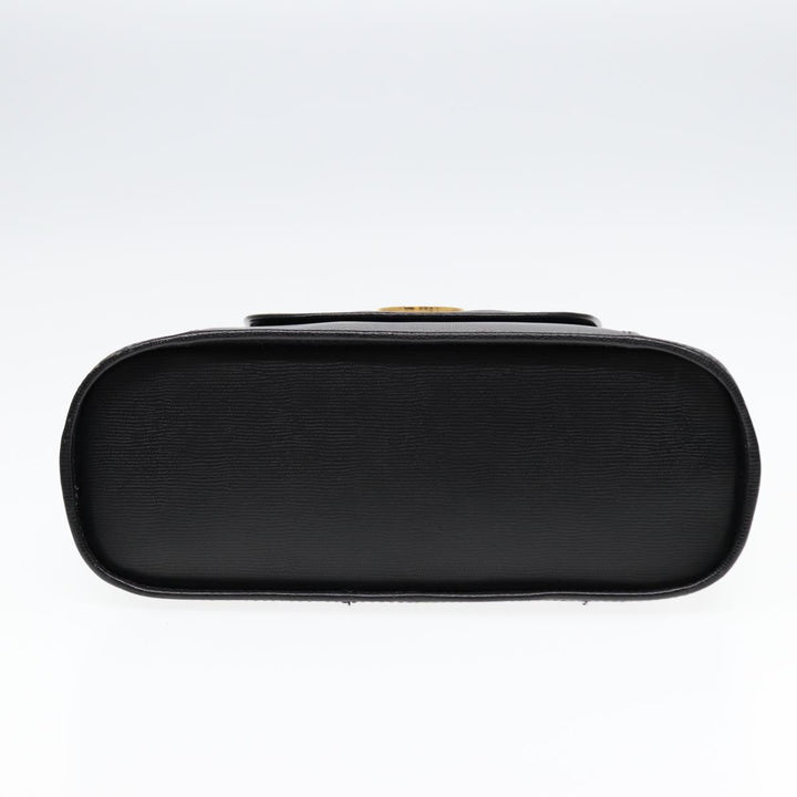 Celine Hand Bag Leather 2way Black Gold Auth 85493