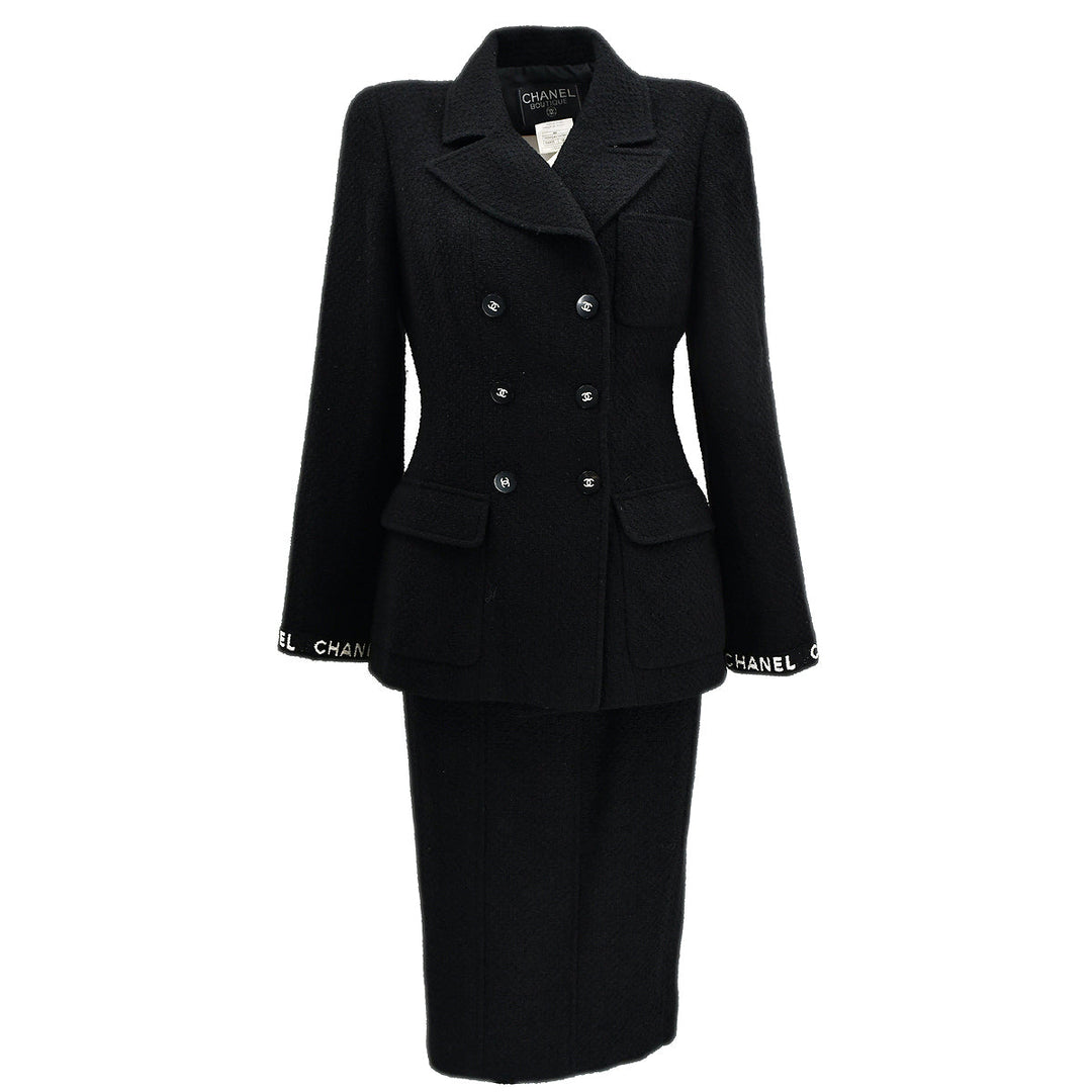 Top Quality Chanel Setup Suit Jacket Skirt Black 95A #38