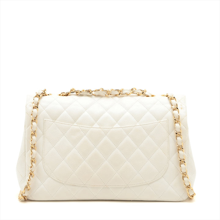 Top Quality Chanel DECAMATRASE Caviar S Single Flap Double Chain Bag White Gold  11th