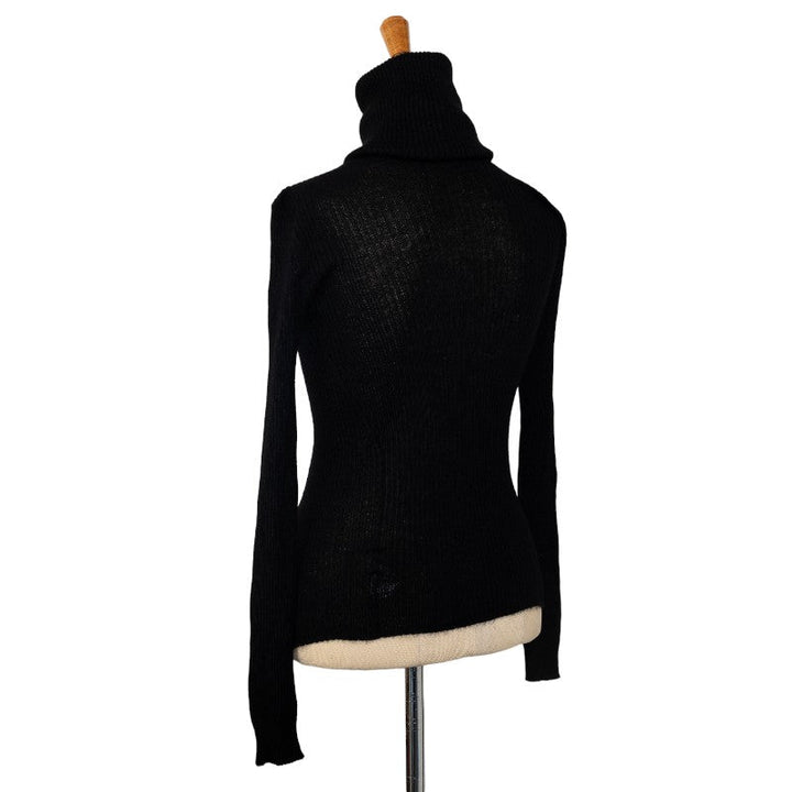 Top Quality Chanel Cocomark Nits Tartar Neck sweaters Black Casimir Silk Ladies Chanel