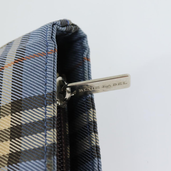 Burberry Nova Check Blue Label Hand Bag Nylon Blue Brown Silver Auth 85542