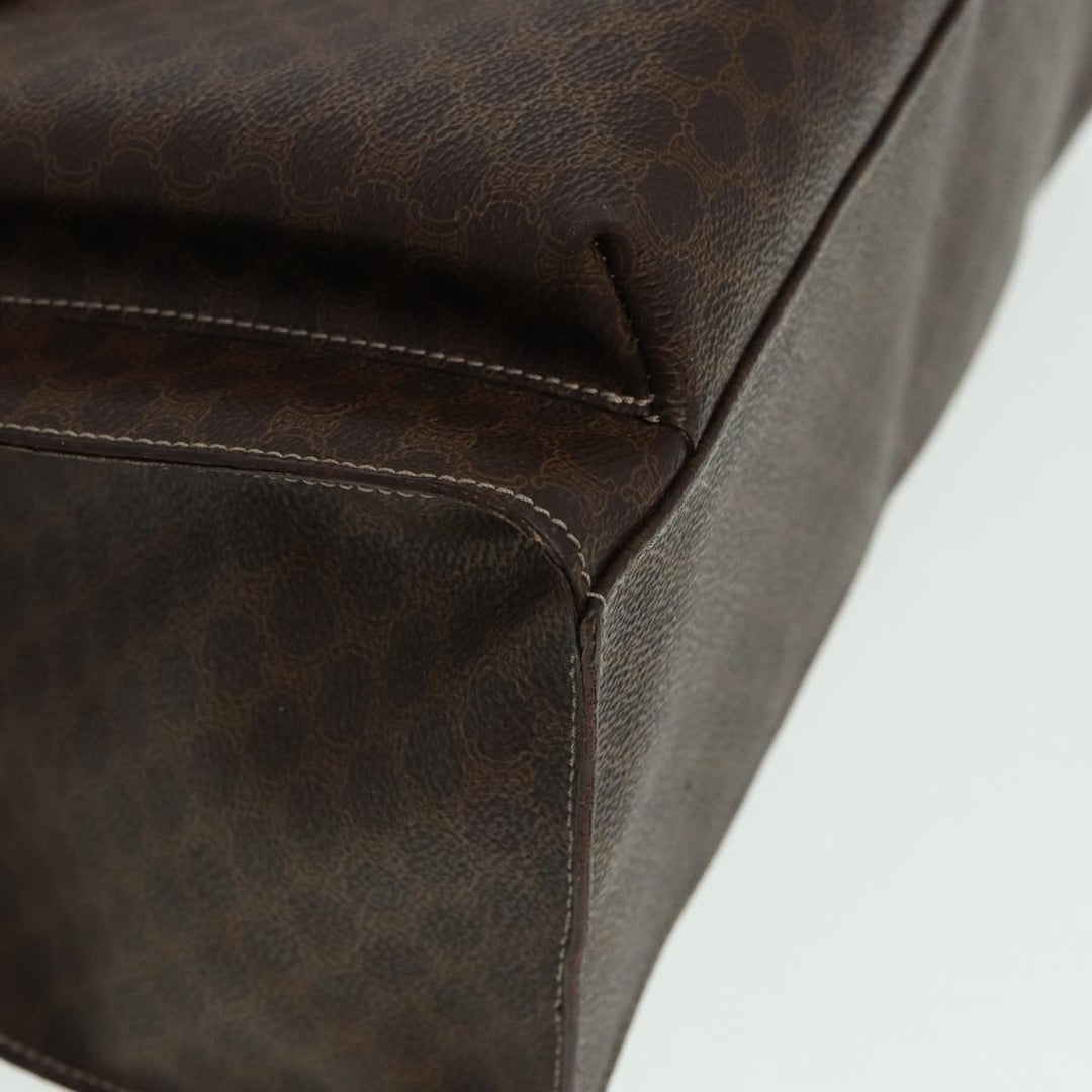 Celine Macadam Canvas Hand Bag PVC Leather Brown Gold Auth 85545