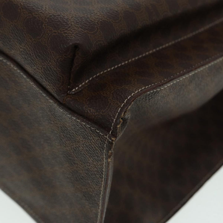Celine Macadam Canvas Hand Bag PVC Leather Brown Gold Auth 85545