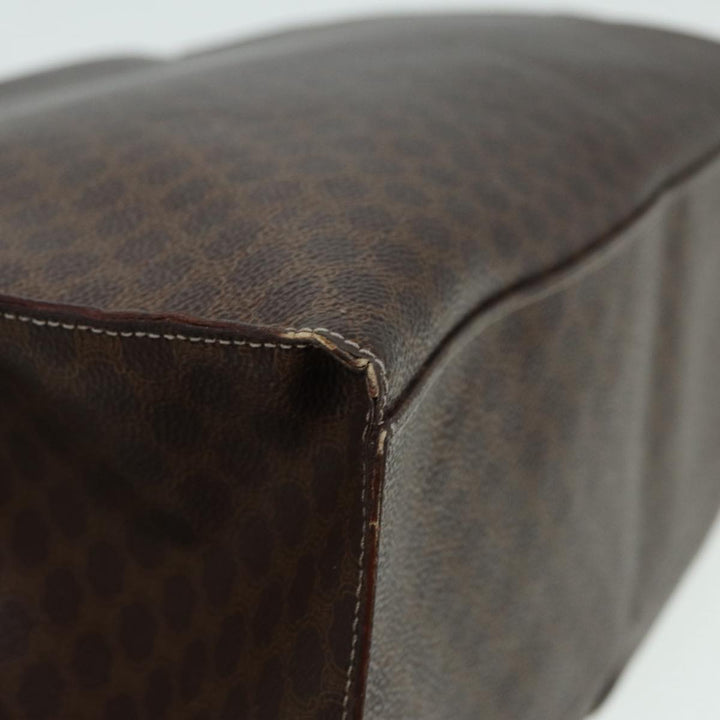 Celine Macadam Canvas Hand Bag PVC Leather Brown Gold Auth 85545
