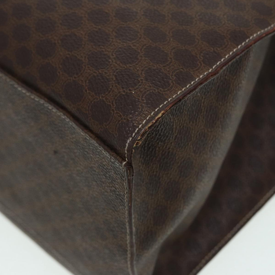 Celine Macadam Canvas Hand Bag PVC Leather Brown Gold Auth 85545