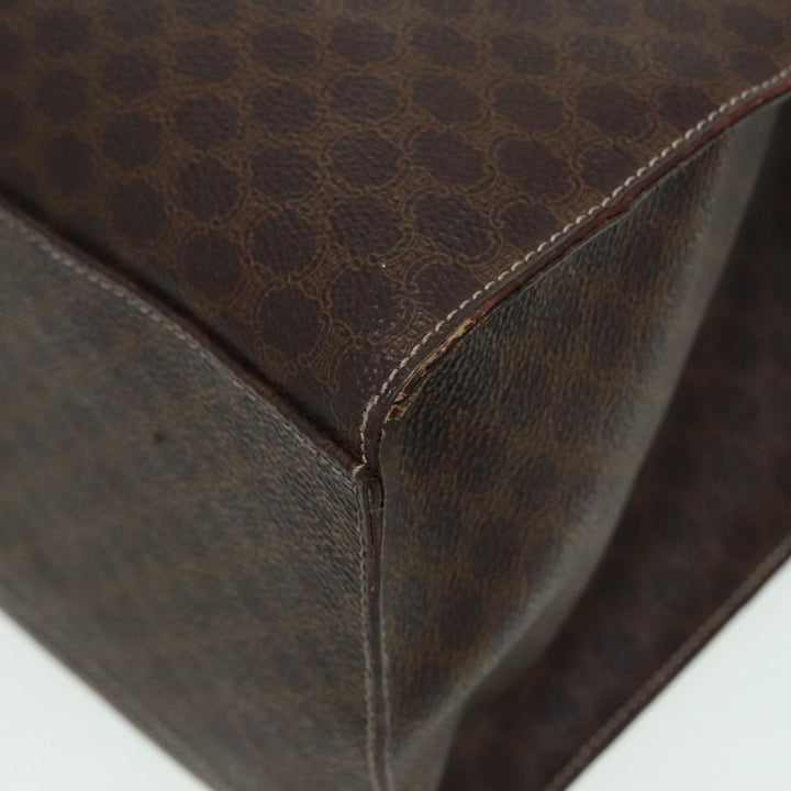 Celine Macadam Canvas Hand Bag PVC Leather Brown Gold Auth 85545