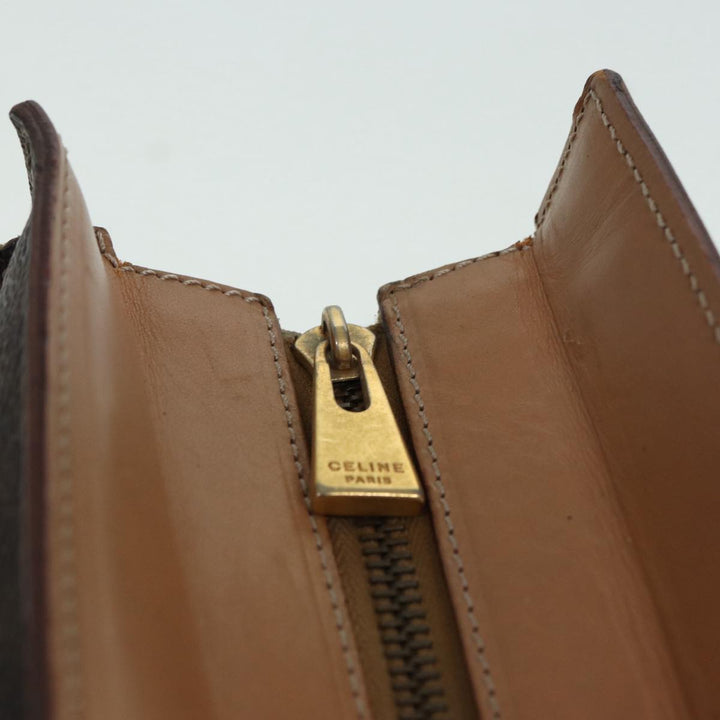 Celine Macadam Canvas Hand Bag PVC Leather Brown Gold Auth 85545